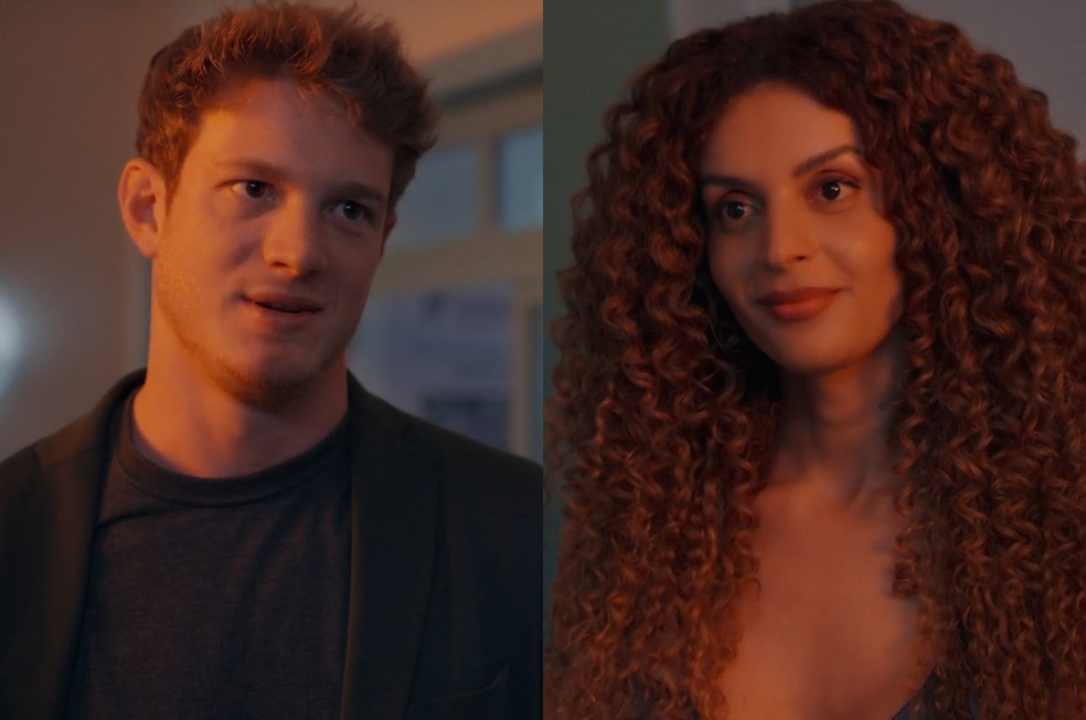 Três Graças: Leonardo pede Viviane em namoro — Foto: Reprodução/TV Globo