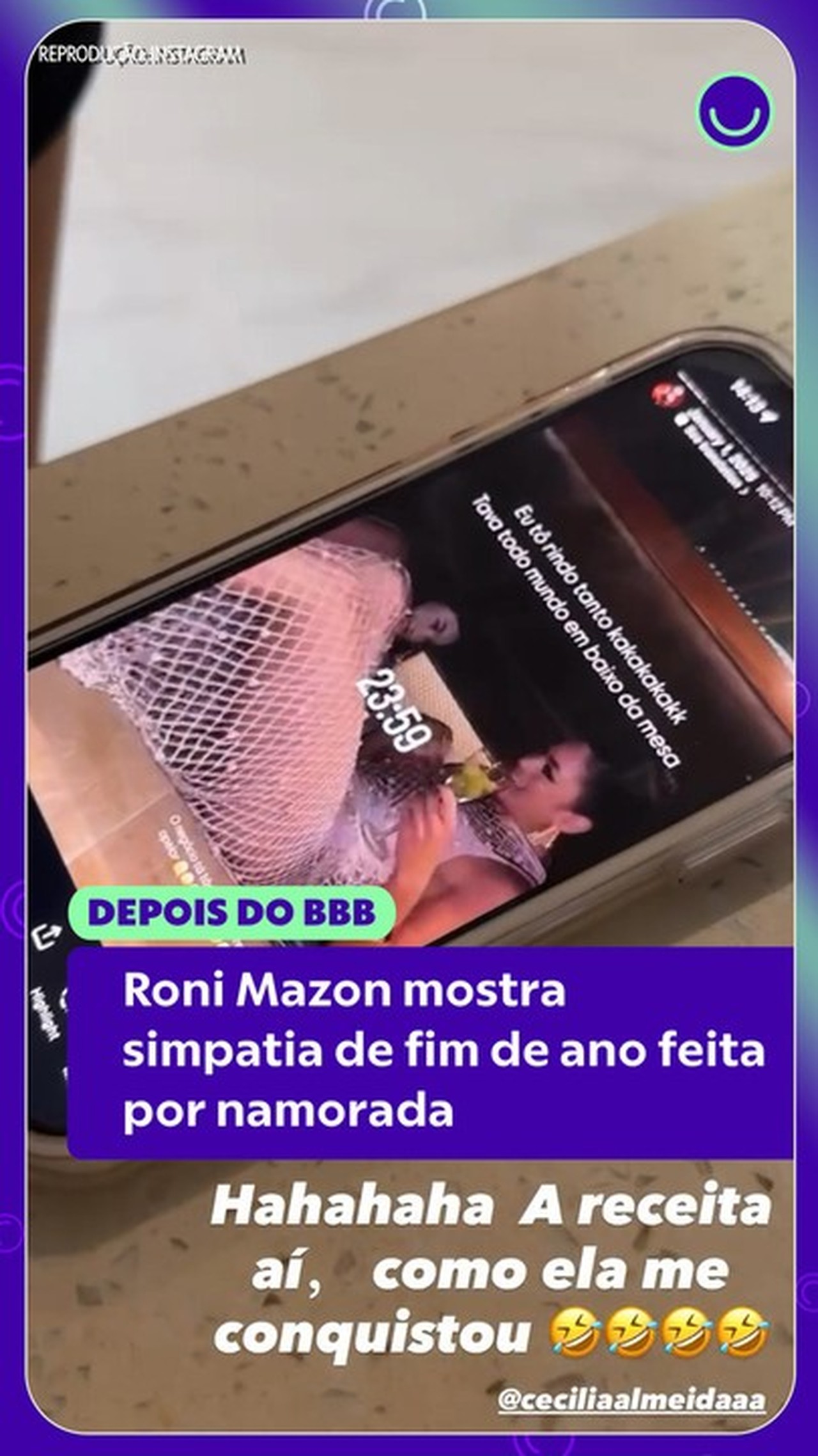 Roni Mazon mostra simpatia feita por namorada; 'Me conquistou com feitiço'