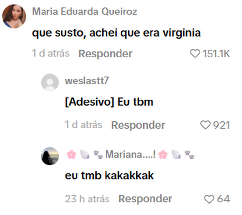 Zé Felipe grava vídeo com influenciadora e web aponta semelhança com Virginia — Foto: Reprodução/TikTok
