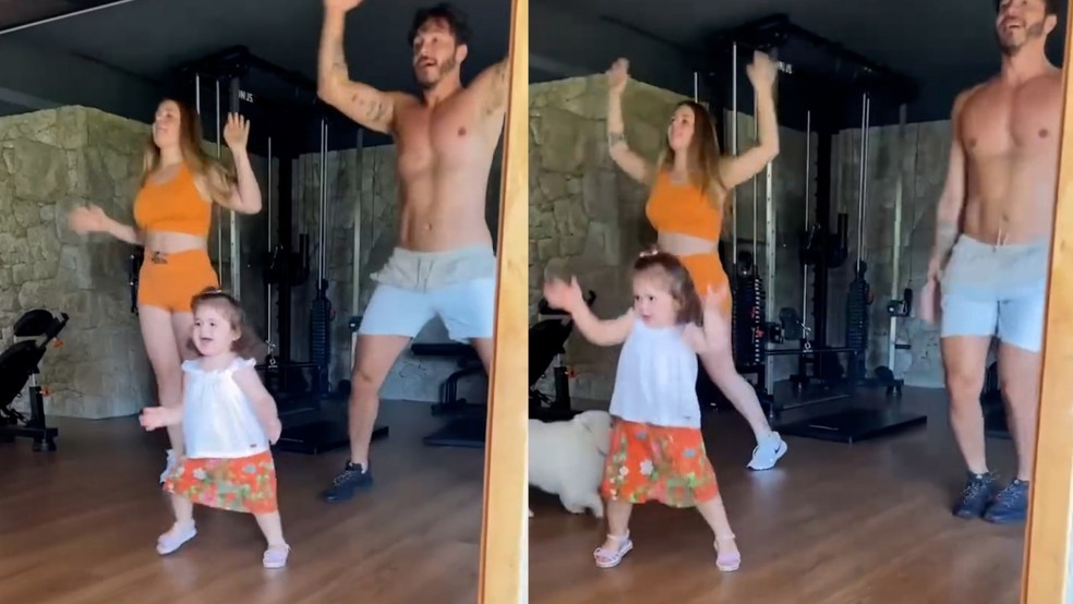 Em processo de emagrecimento, Viih Tube treina com Eliezer e com a filha Lua — Foto: gshow