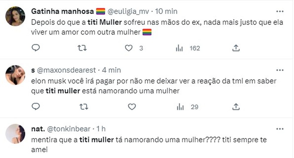 Nas redes, é grande o número de comentários após Titi Müller assumir namoro — Foto: Reprodução/Instagram