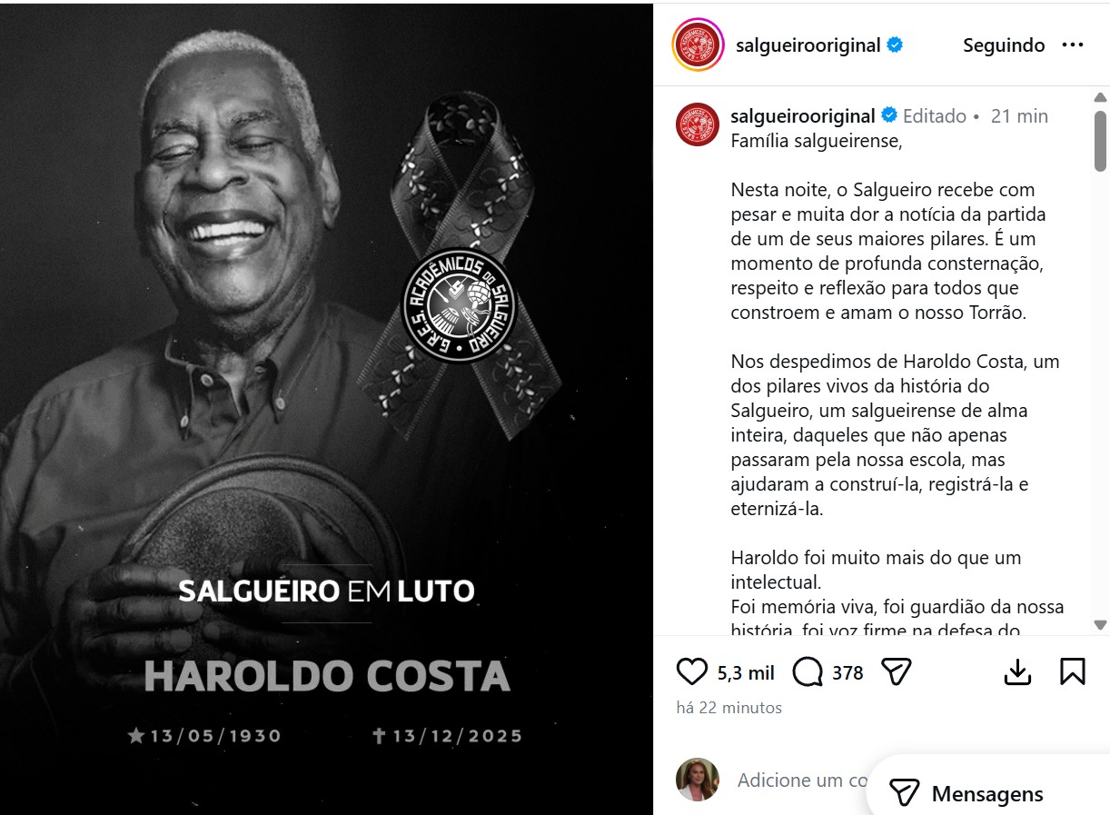 Famosos lamentam morte de Haroldo Costa