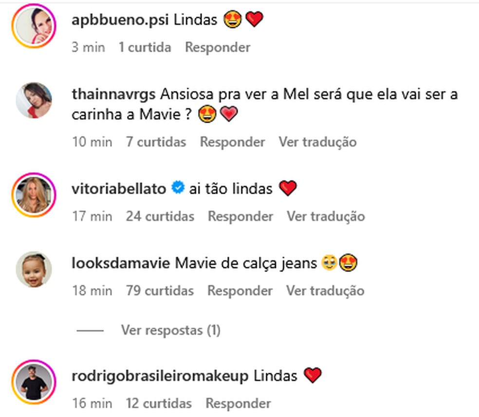 Comentários fotos Biancardi — Foto: Reprodução/Instagram