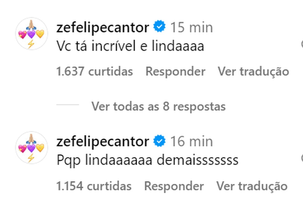 Zé Felipe adorou o novo visual de Virginia — Foto: Instagram