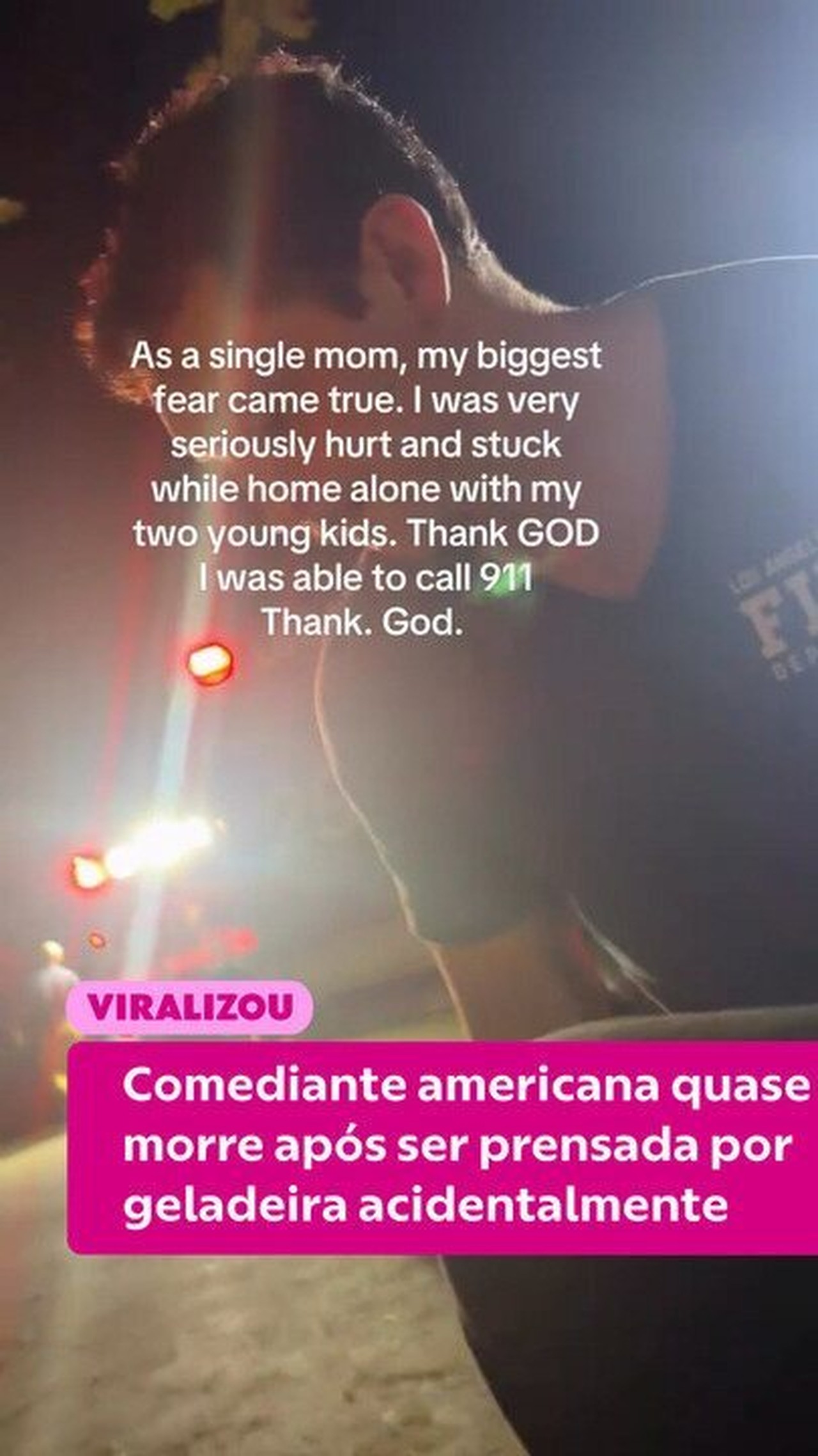 Comediante americana quase morreu após ser prensada por geladeira em acidente doméstico assustador