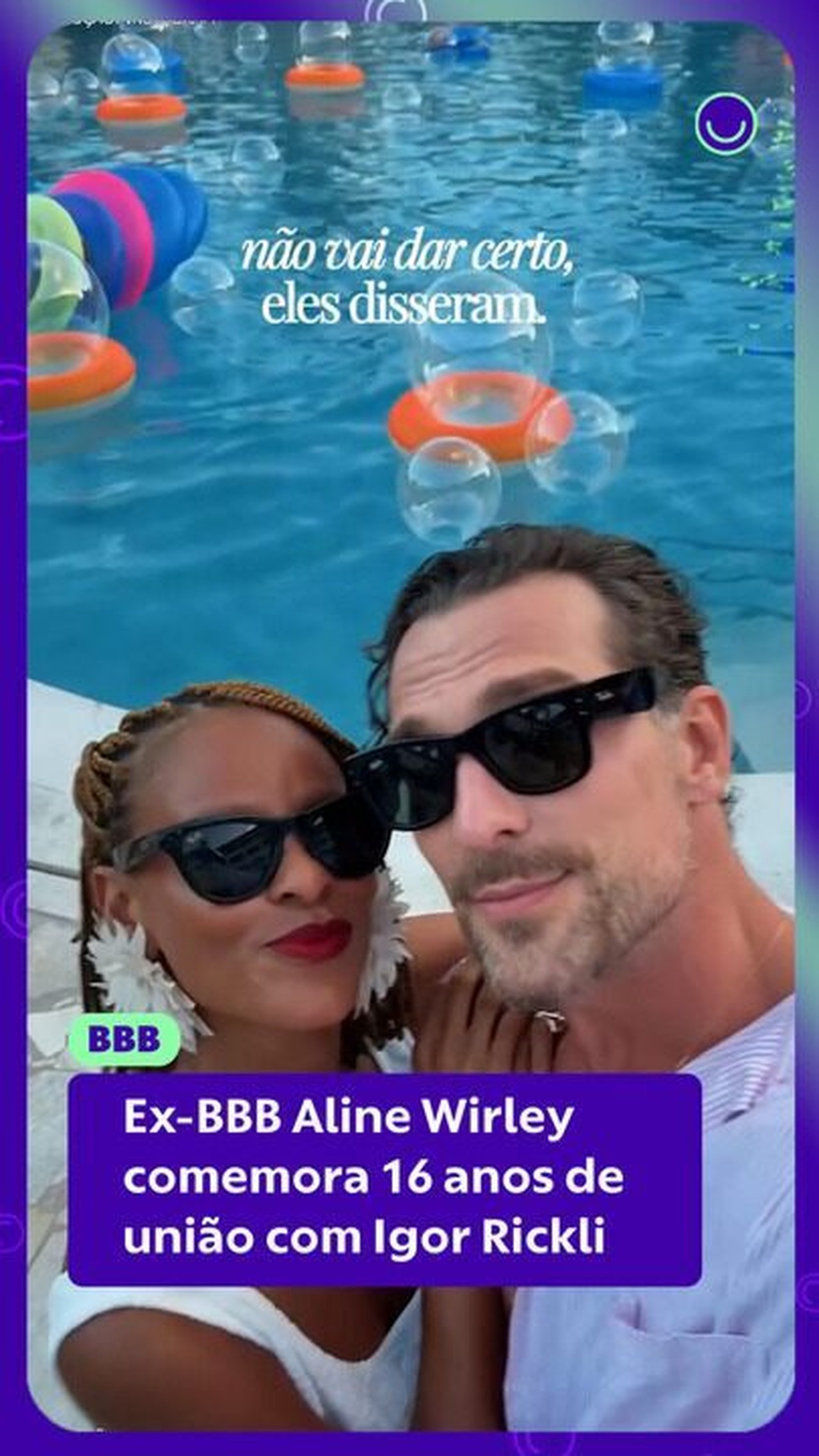 Ex-BBB Aline Wirley comemora 16 anos de união com Igor Rickli