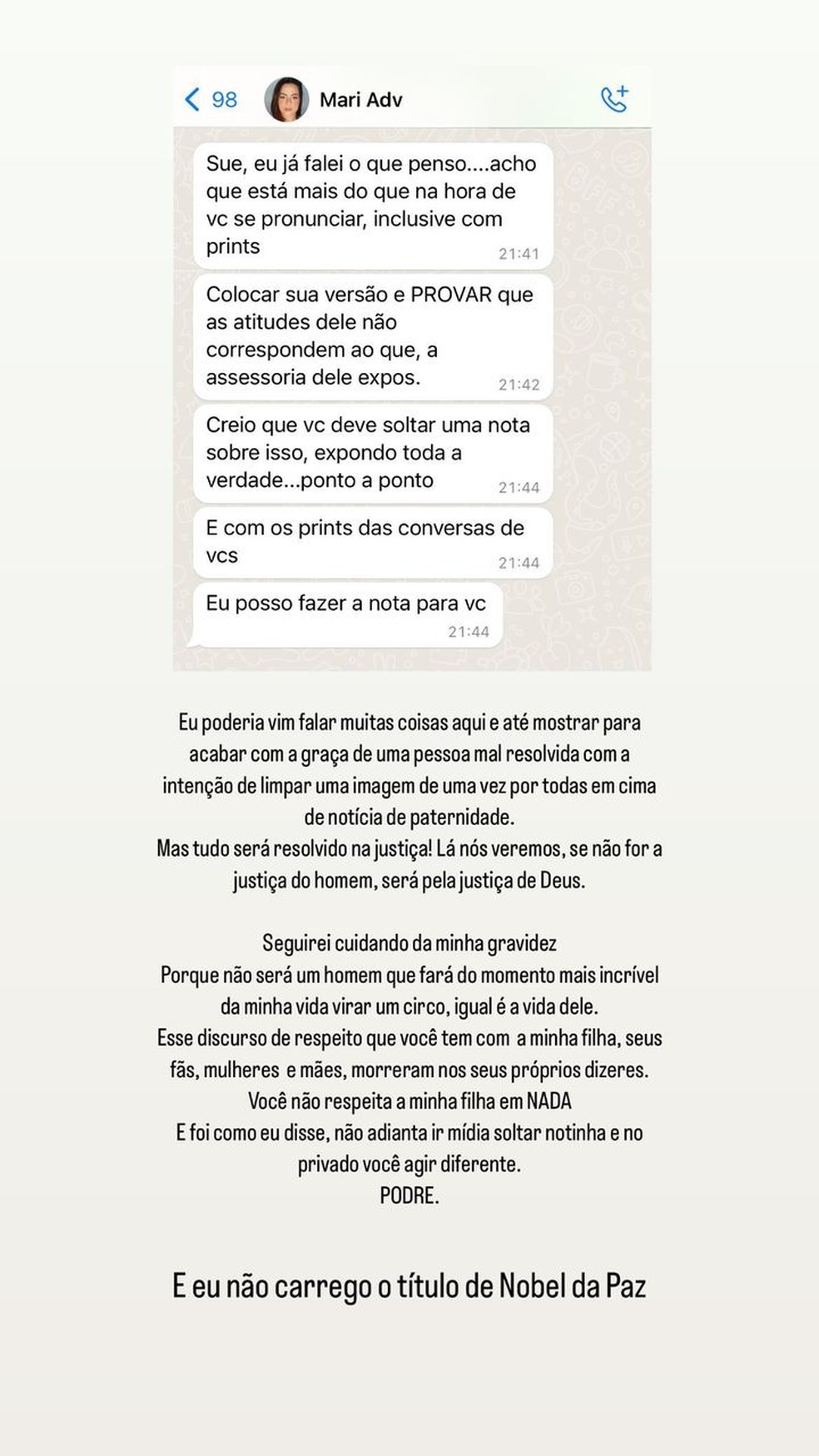 Suelen Gervasio desabafa sobre relação com Vitão: 'Tudo será resolvido na justiça' — Foto: Instagram