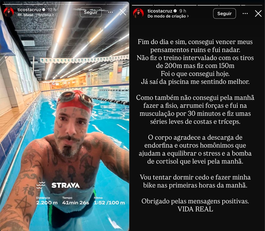 Após 'problema colossal', Tico Santa Cruz celebra superação: ‘Consegui vencer meus pensamentos ruins’