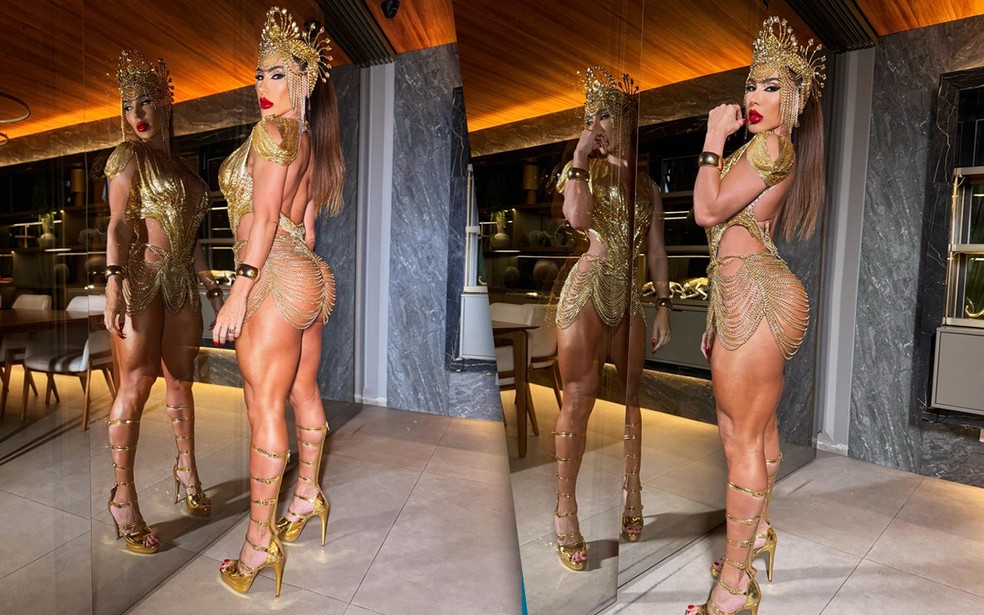 Andrea de Andrade mostra look para o ensaio de rua — Foto: Divulgação