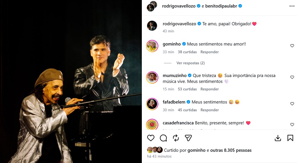 Rodrigo Vellozo homenageou o pai � Foto: Reprodu��o Instagram