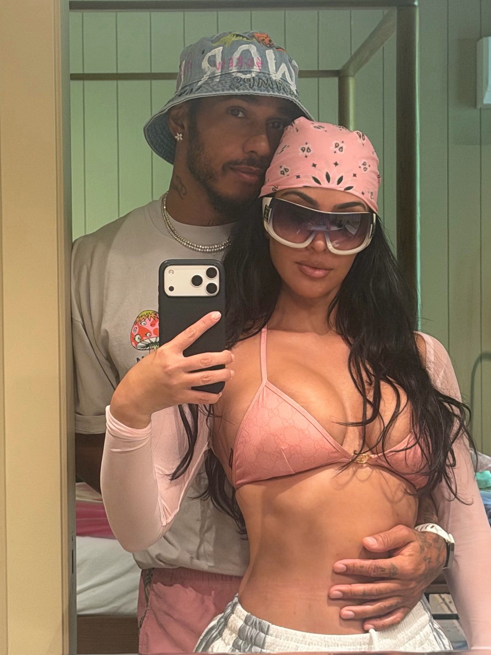 Lewis Hamilton e Kim Kardashian — Foto: Reprodução/Instagram
