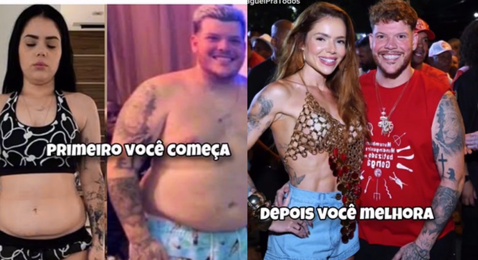 Ap&oacute;s perder 40kg, Tha&iacute;s Vasconcellos entra em trend com marido Ferrugem:  'Primeiro voc&ecirc; come&ccedil;a' | 2025 | gshow