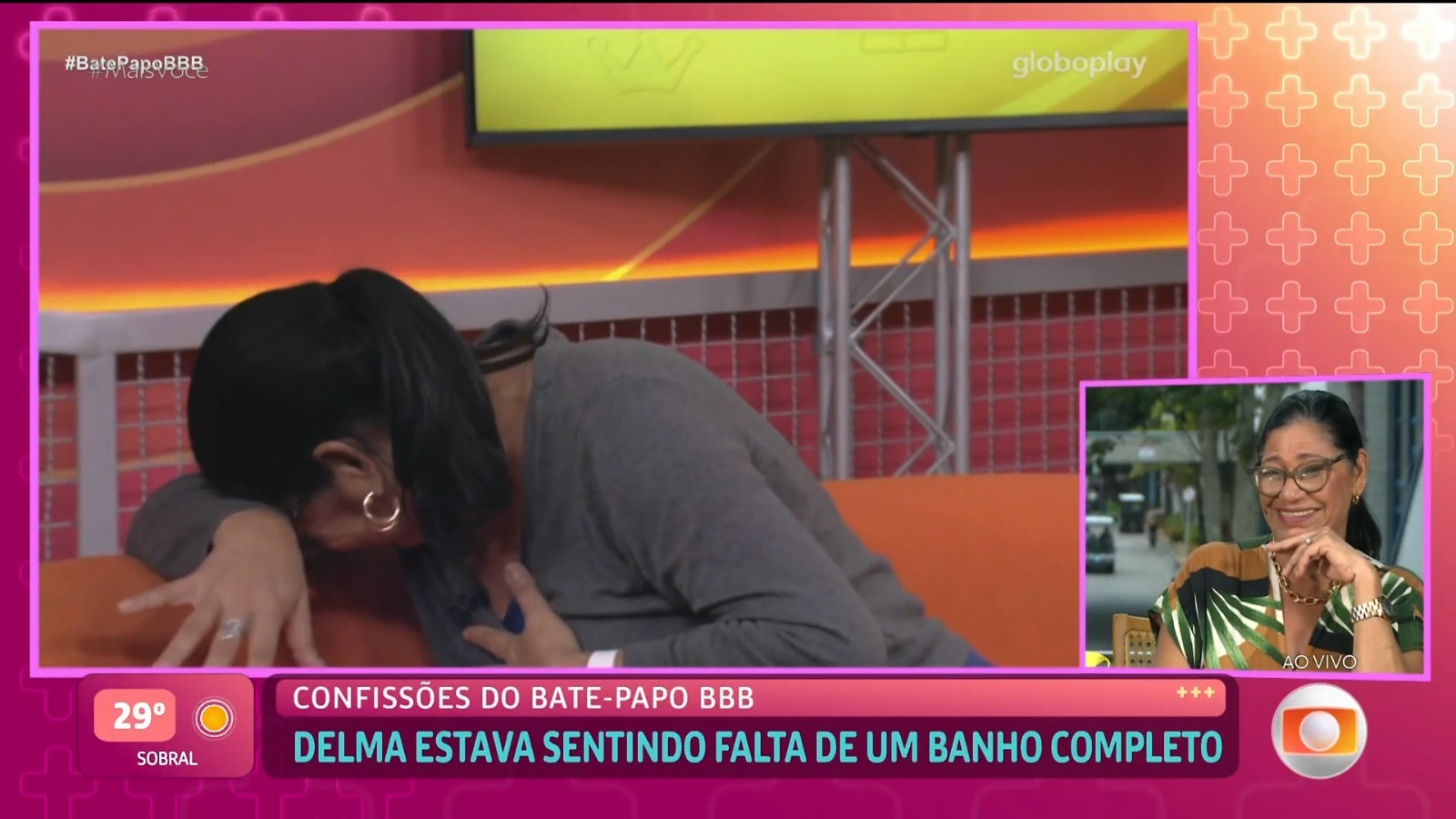Delma revê fala sobre primeiro banho fora do BBB 25 e brinca sobre estar ao vivo: 'Me lasquei de novo'
