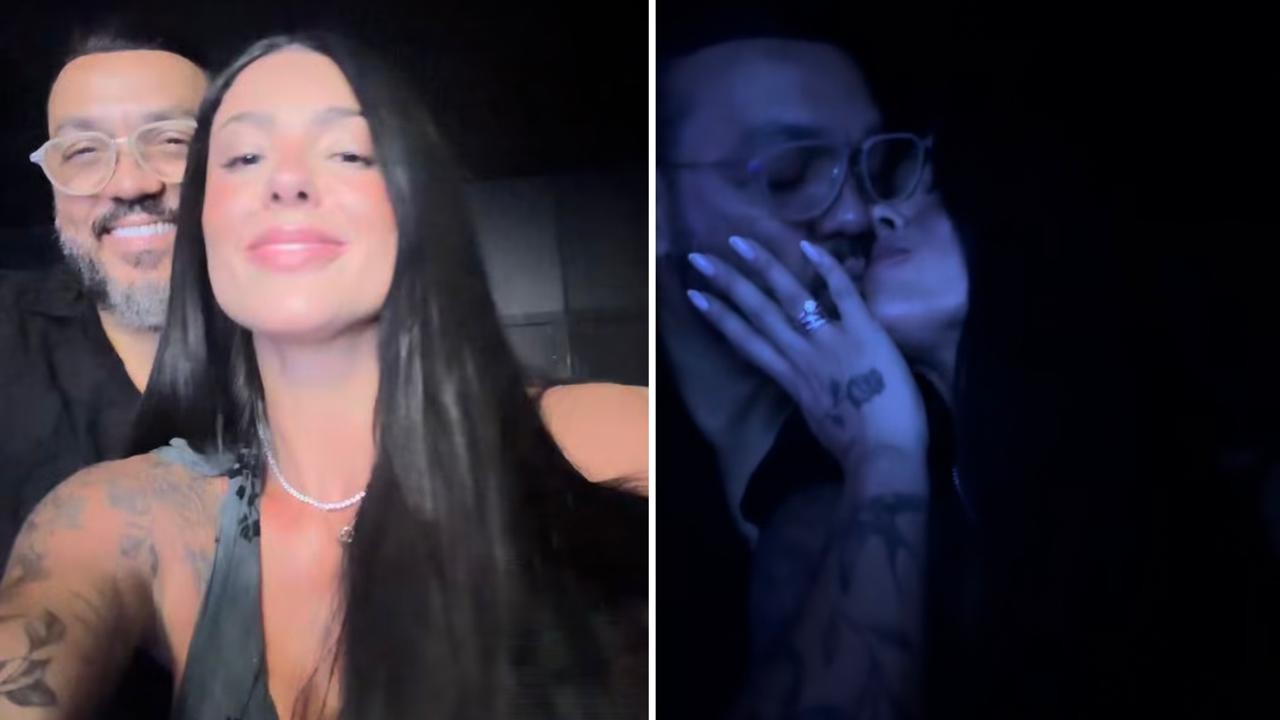 Rayane Figliuzzi curte show com Belo em clima de romance e se declara: 'Te amo demais'