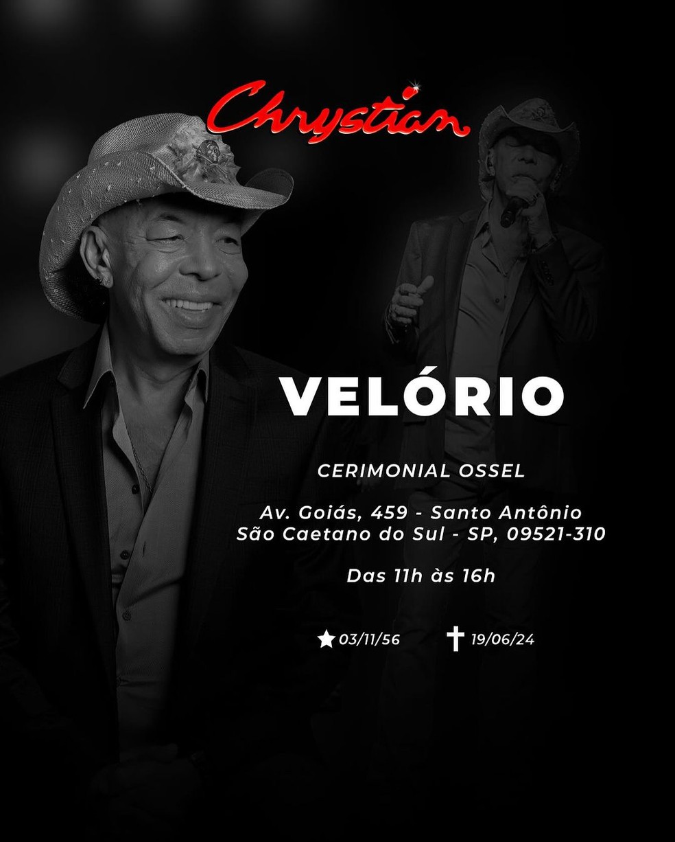 Velório de Chrystian acontece nesta quinta-feira — Foto: Reprodução