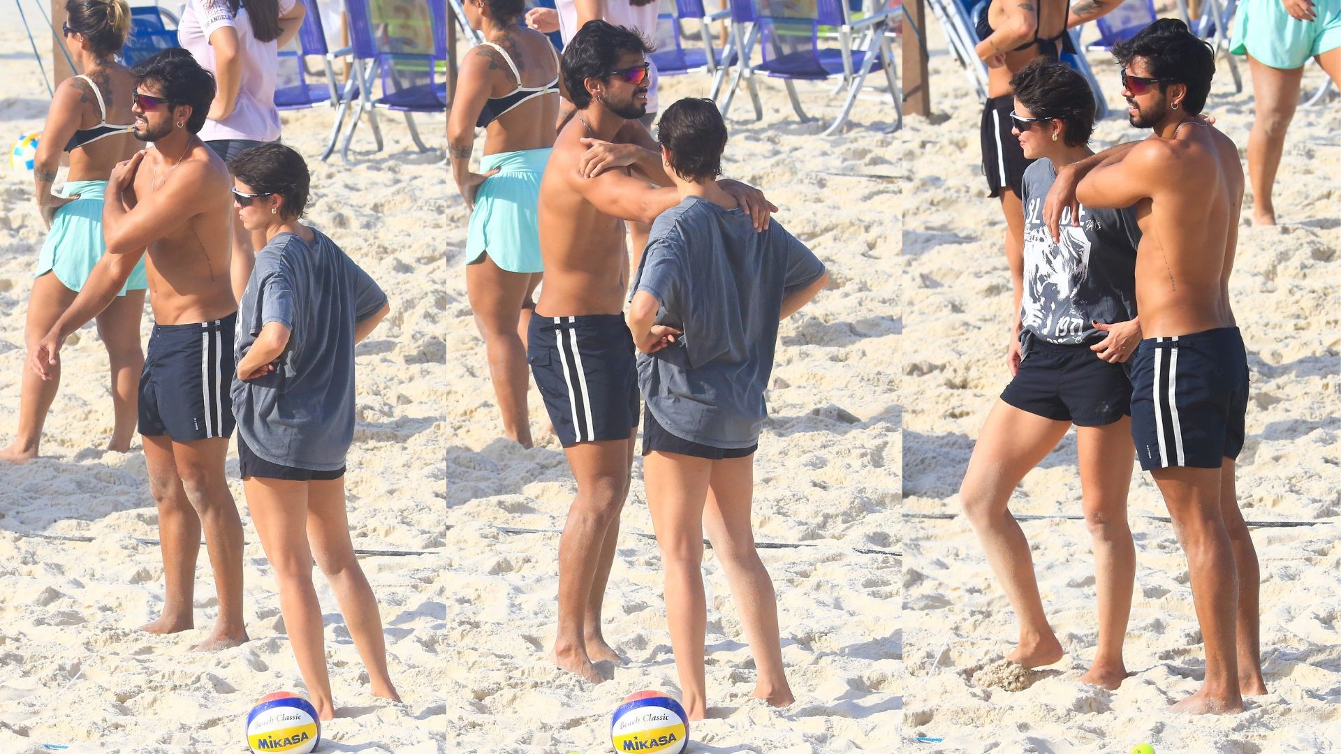 Agatha Moreira e Rodrigo Simas curtem feriado em praia do Rio Janeiro