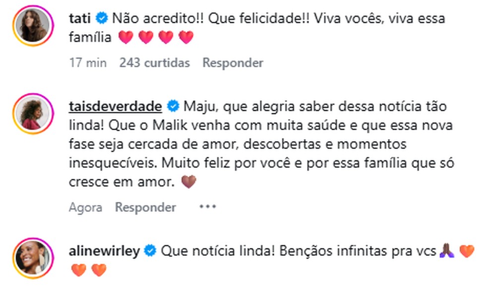 Famosos parabenizam Maju Coutinho pela gravidez — Foto: Reprodução/Instagram