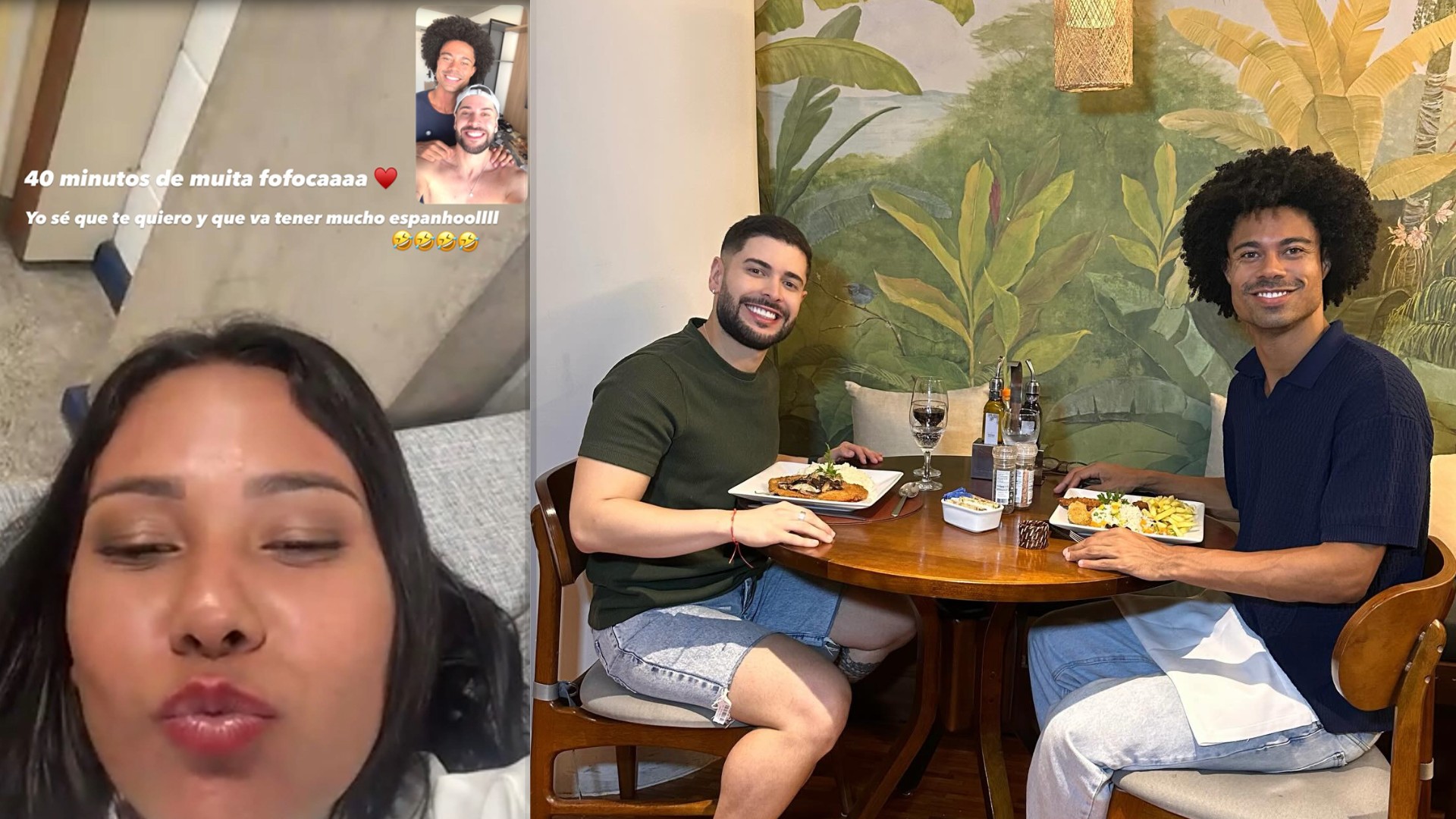 Após Eliminação, Chaiany faz chamada de vídeo com Breno e Marcelo: 'Muita fofoca'