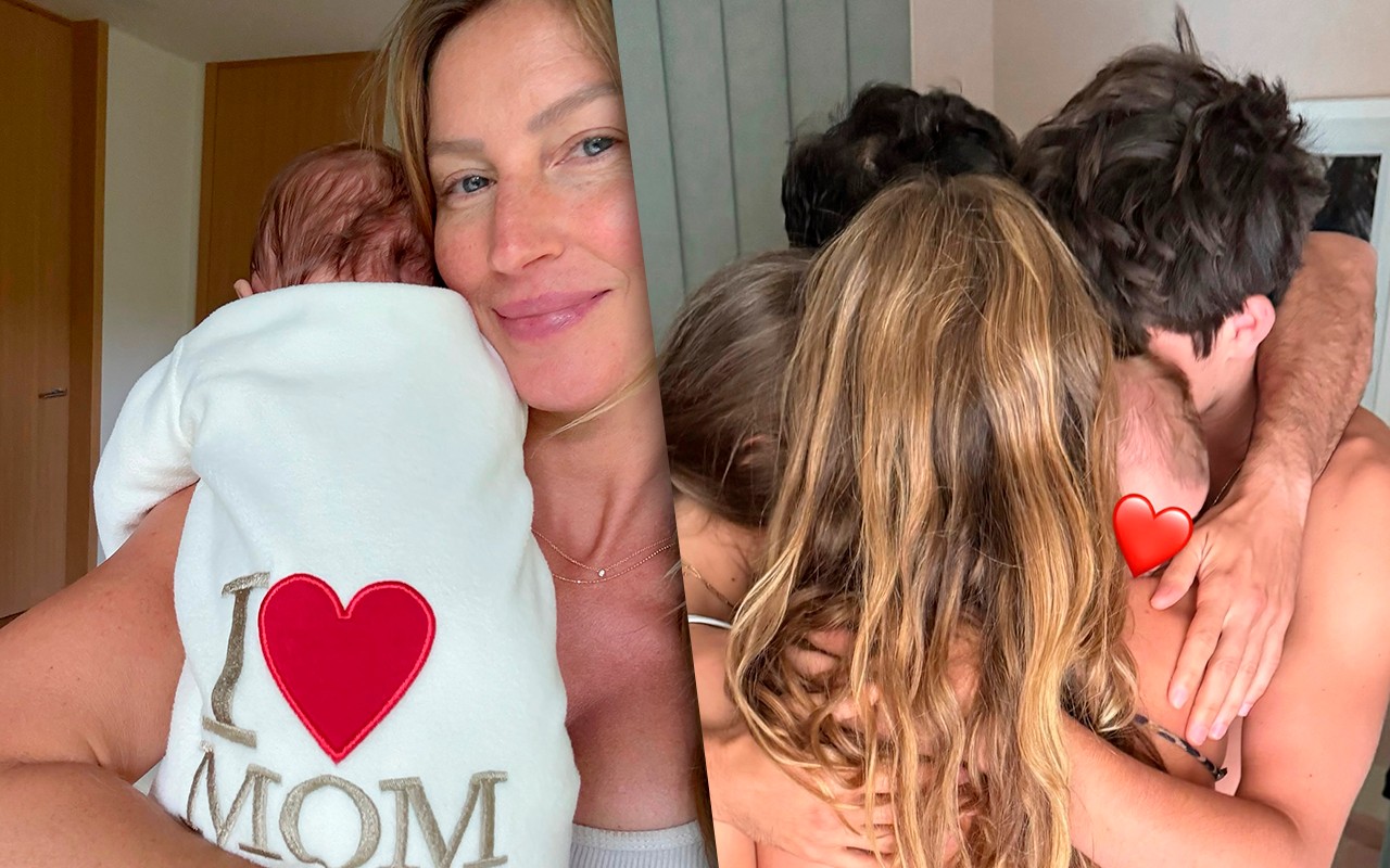 No Dia das Mães, Gisele Bündchen posta foto com os três filhos e explica 'sumiço' das redes sociais