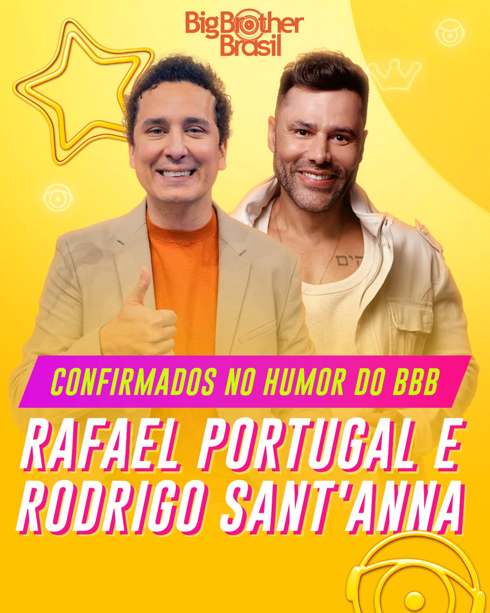 Rafael Portugal e Rodrigo Sant'Anna estarão à frente dos quadros de humor do BBB 25 — Foto: Divulgação