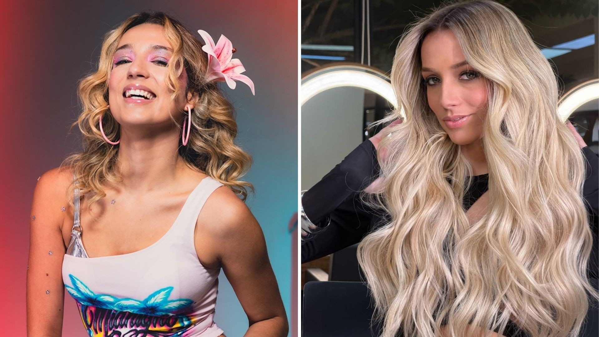 Samira Sagr com cabelo loiro longo e tatuagens