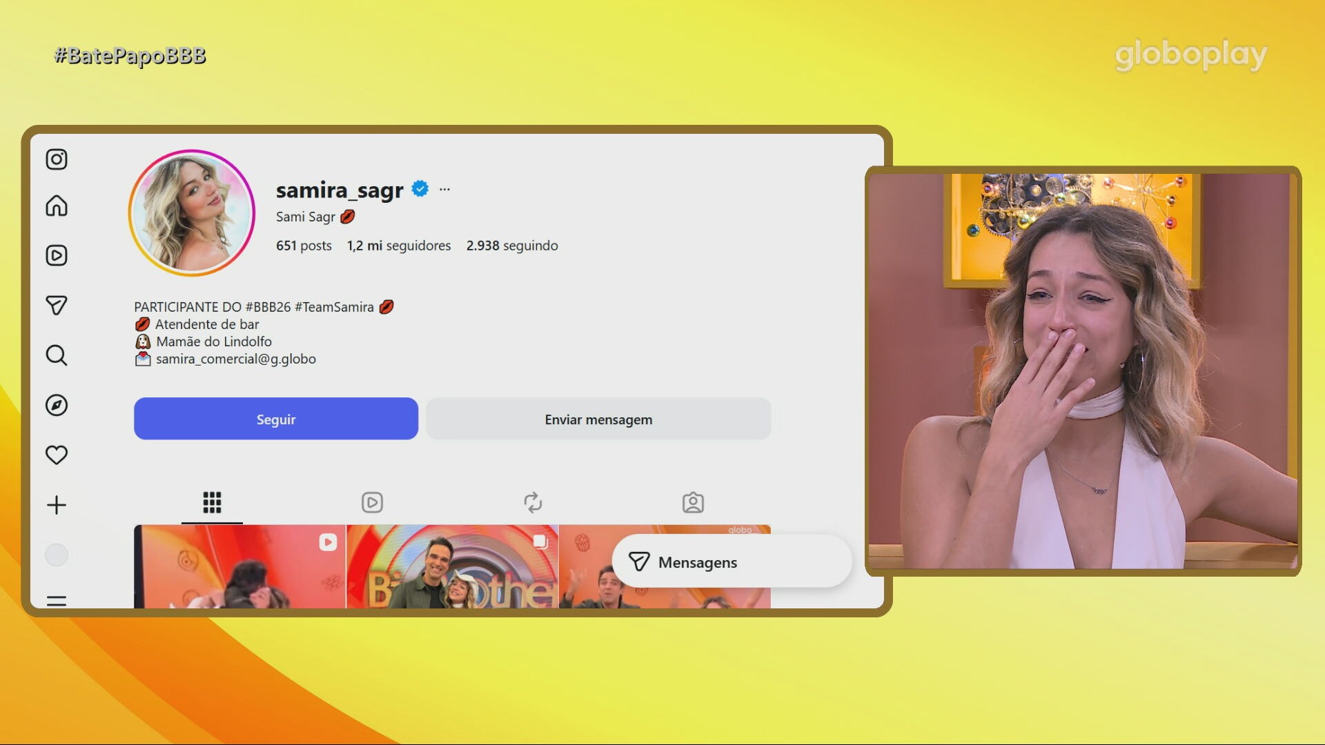 Samira chora ao descobrir que tem mais de um milhão de seguidores