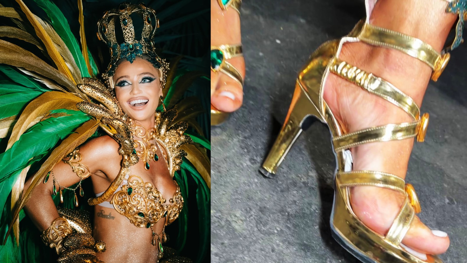 Cintia Dicker apela para absorvente no pé para não escorregar