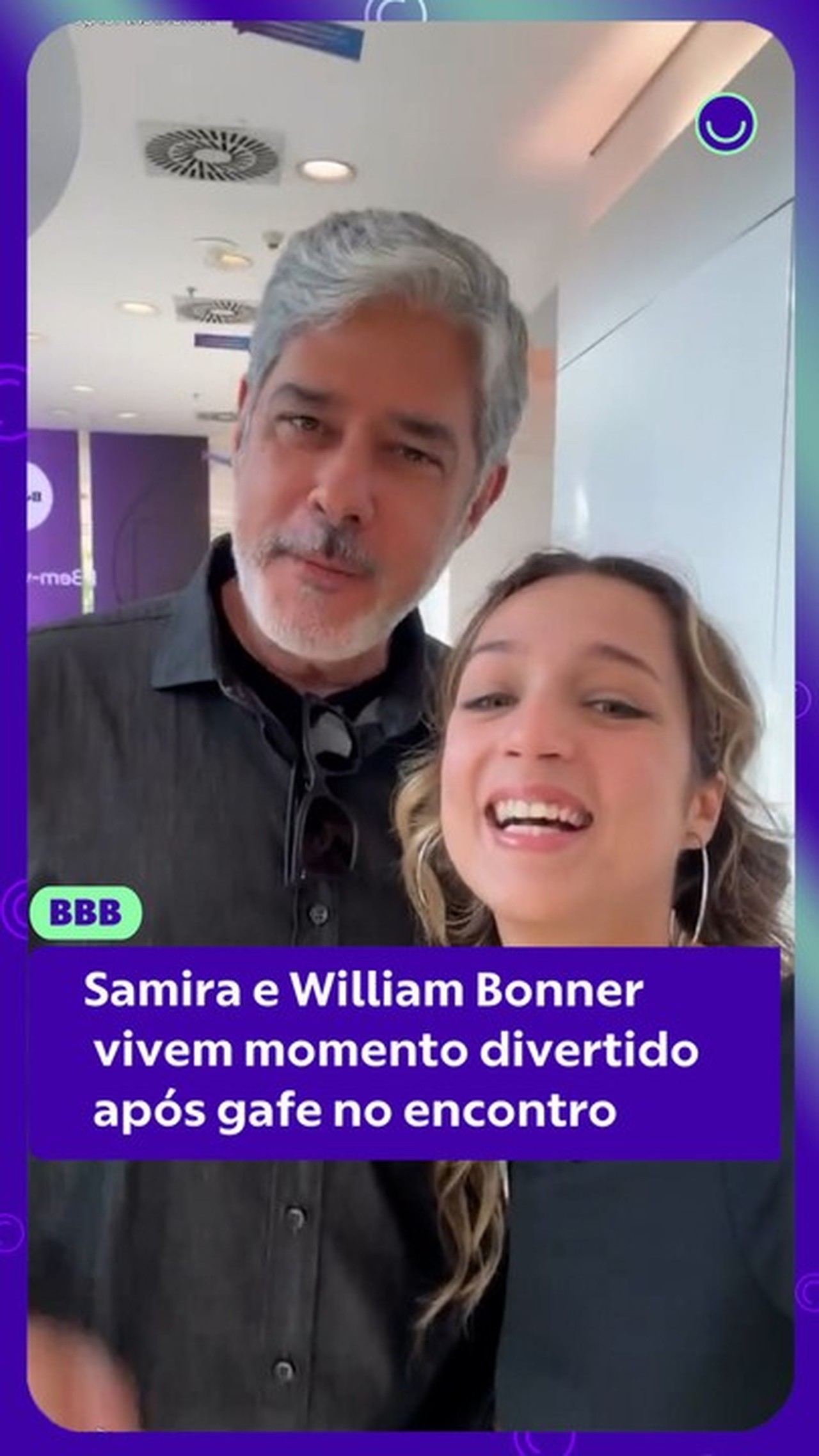 Samira e William Bonner protagonizaram momento divertido após gafe da ex-sister