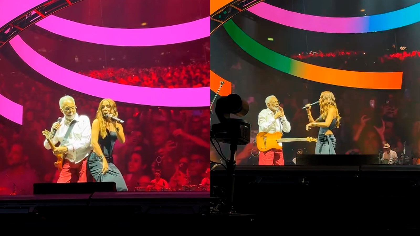 Anitta faz participação surpresa em show de Gilberto Gil e canta 'Aquele Abraço'
