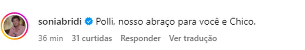Sonia Bridi deixou mensagem para Poliana Abritta — Foto: Reprodução Instagram