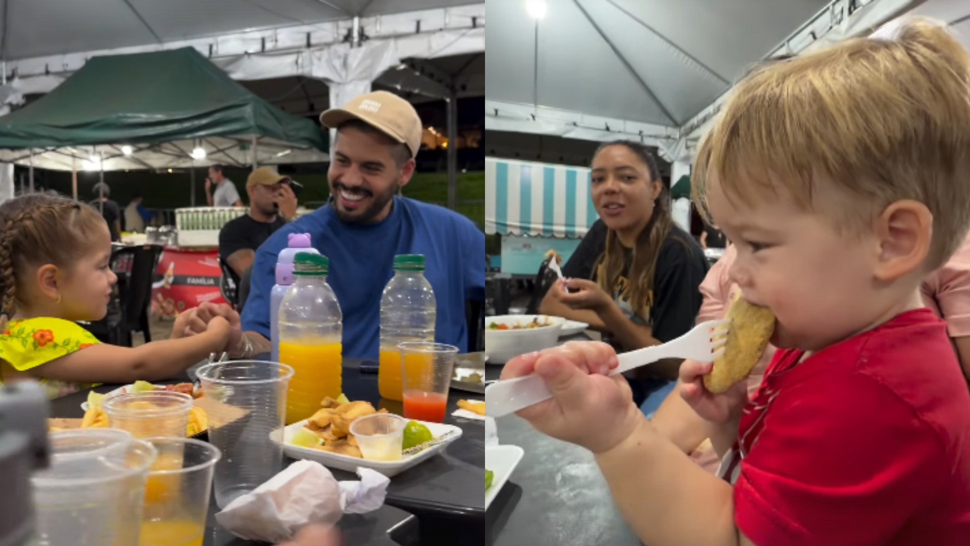 Zé Felipe se diverte ao lado dos filhos em jantar