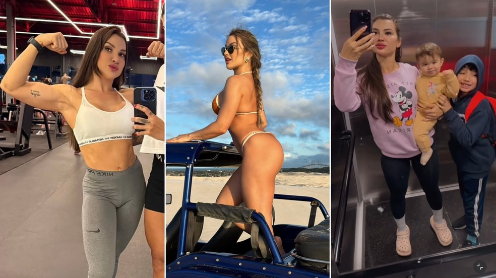 Monique Souza é mãe de duas crianças e gosta de dividir dicas de treinos em suas redes — Foto: Reprodução/Instagram