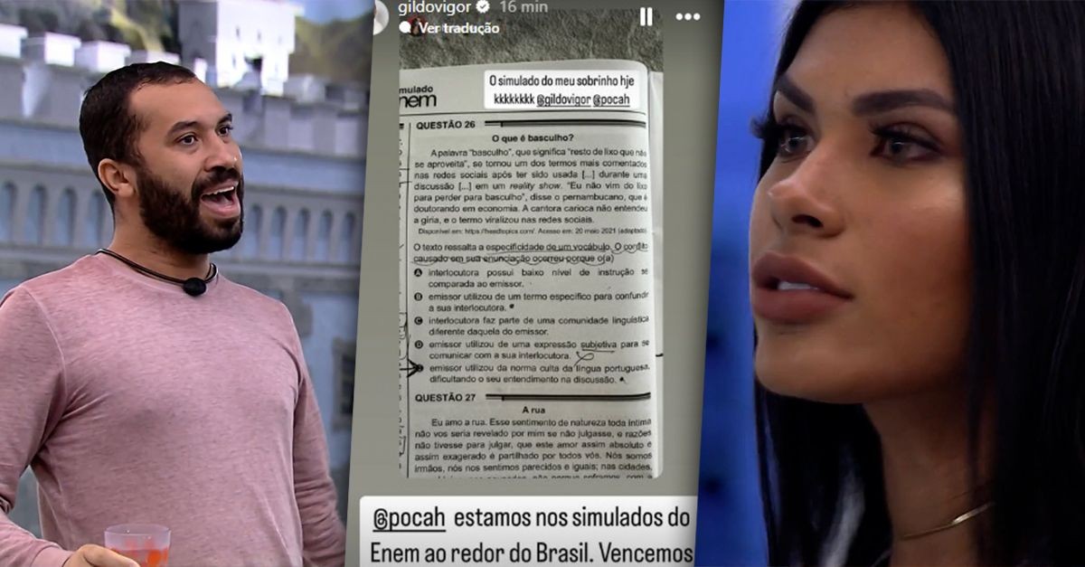 Juliette mostra que 'treta do basculho' é tema de simulado do Enem e Gil do Vigor comemora: 'Vencemos'