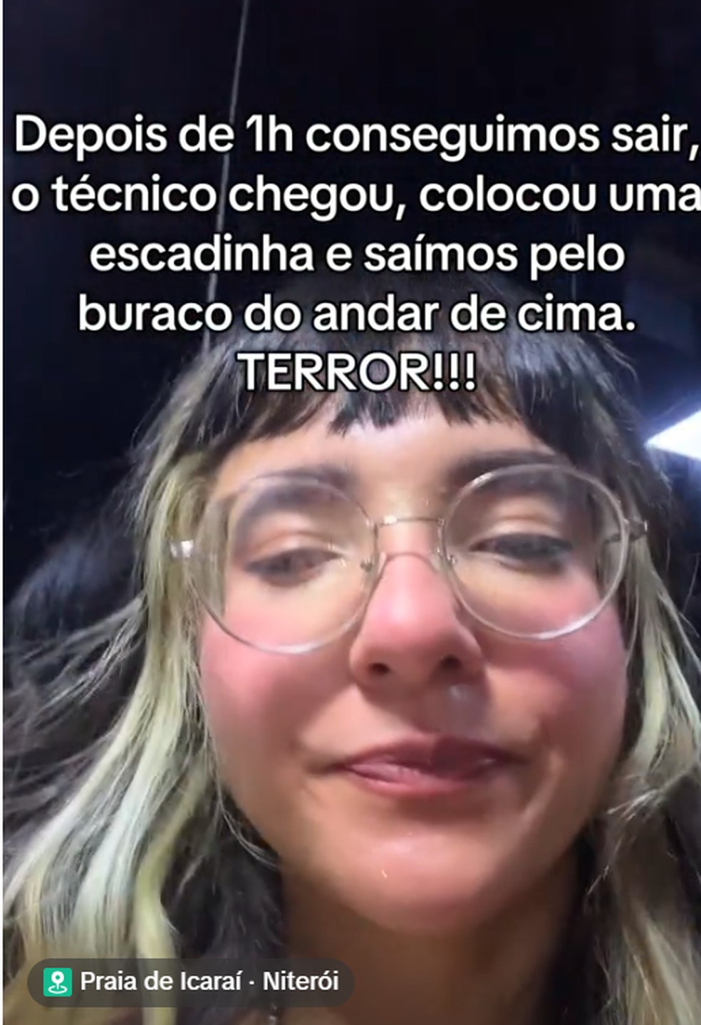 Família fica presa em elevador à caminho da comemoração da virada para 2026 — Foto: Reprodução TikTok