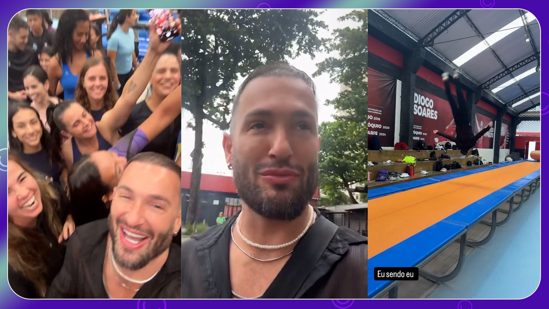 Diego Hypolito é aclamado em visita ao Flamengo e mostra habilidades como ginasta