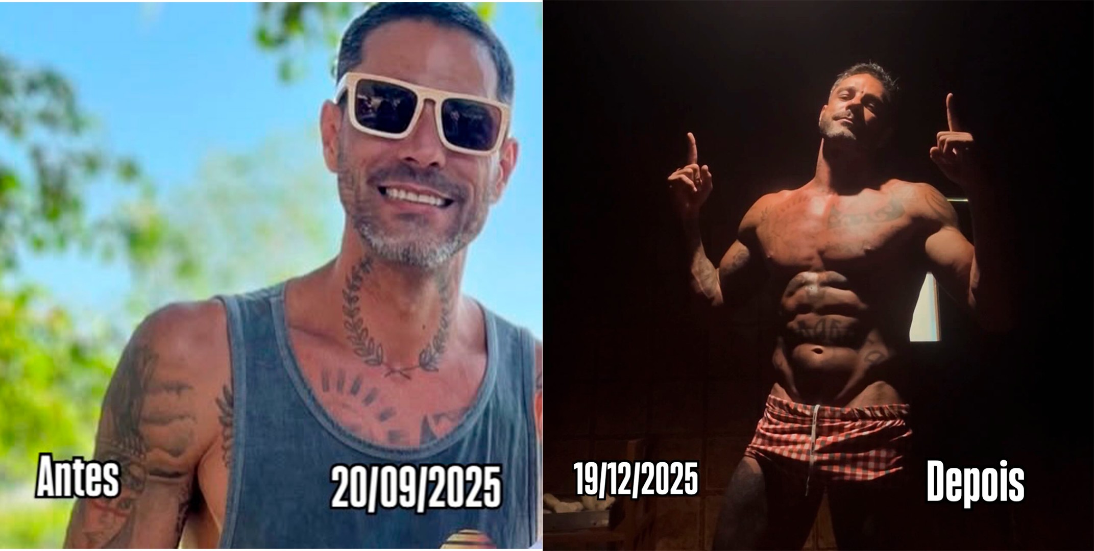 Diego Grossi mostra evolução corporal após treinos: 'Trabalhei meu corpo, mente e espírito'