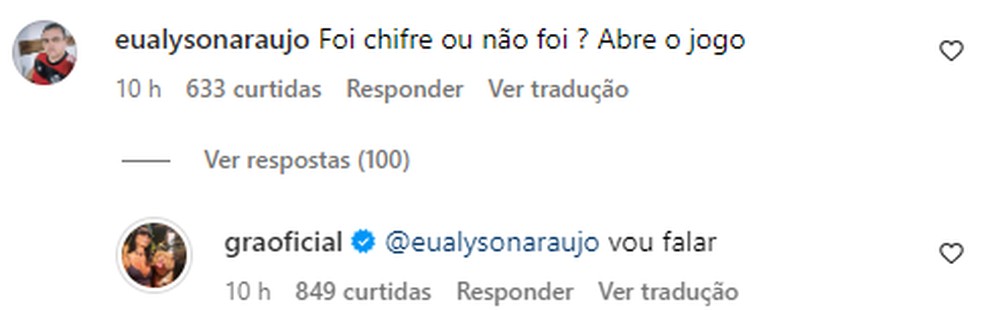 Seguidor pergunta se Gracyanne Barbosa traiu Belo — Foto: Reprodução/Instagram