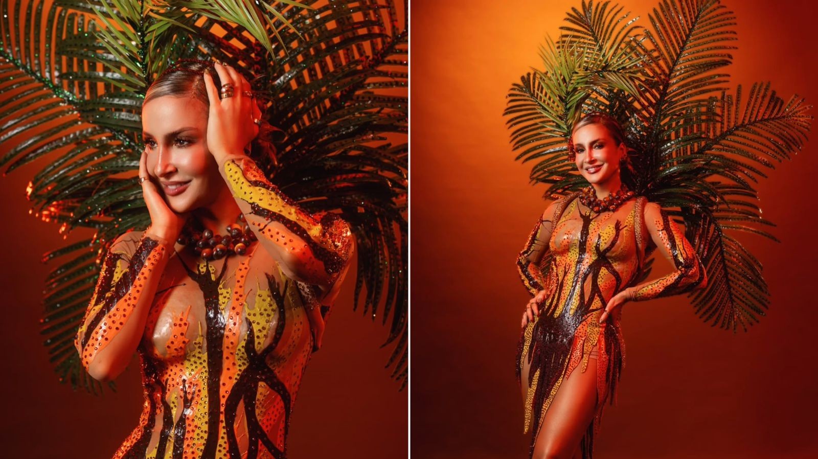 Claudia Leitte se inspira no dendê baiano em look para primeiro show de Carnaval