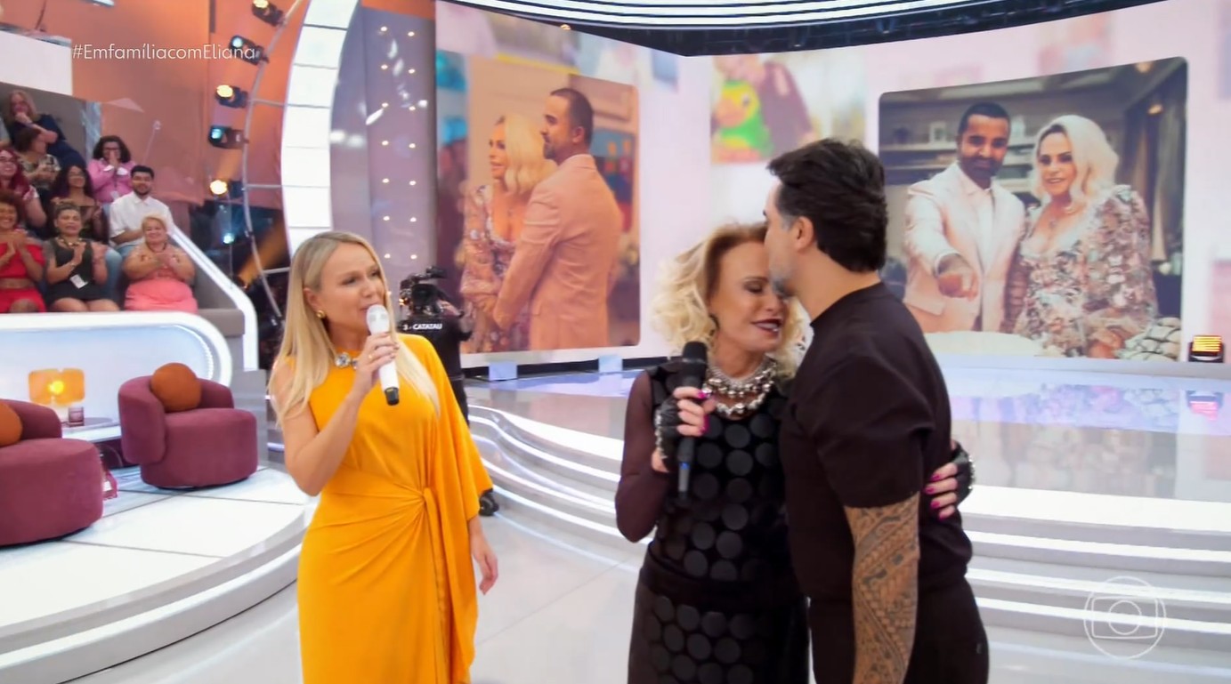 No Em Família, Eliana recebe Ana Maria Braga e Fábio Arruda e elogia o casal: 'São tão bonitinhos juntos'