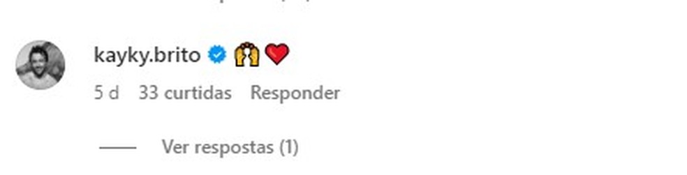 Kayky comenta post de Tamara — Foto: Reprodução