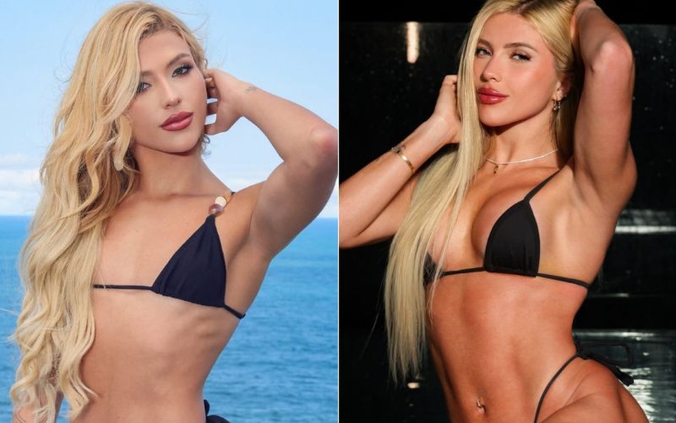 Rafaela Mesquita antes e depois da cirurgia das pr&oacute;teses de silicone &mdash; Foto: Divulga&ccedil;&atilde;o