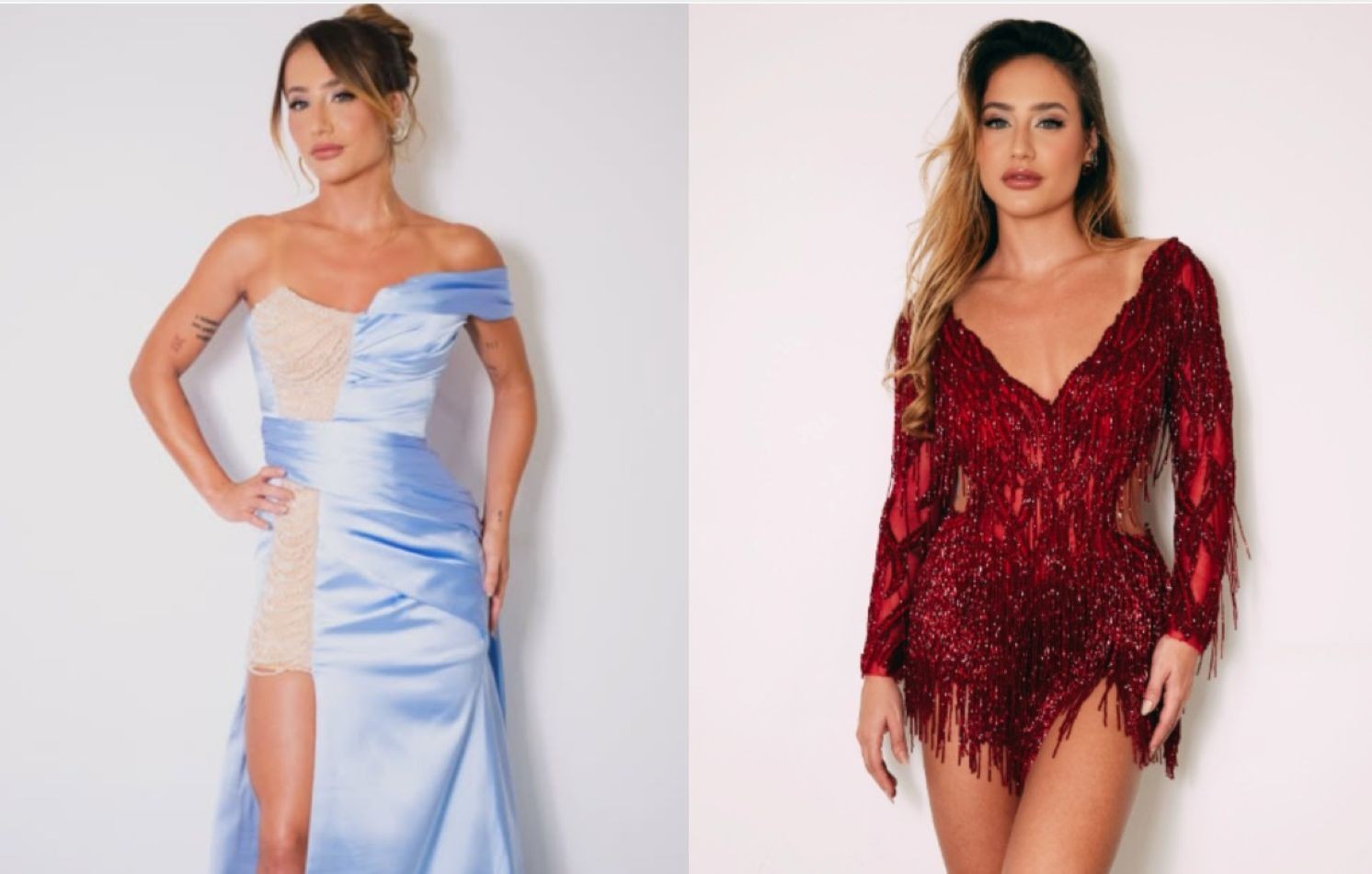 Bruna Griphao escolhe vestido do mesmo designer para ensaio do Salgueiro após críticas: 'Hoje acertamos?'