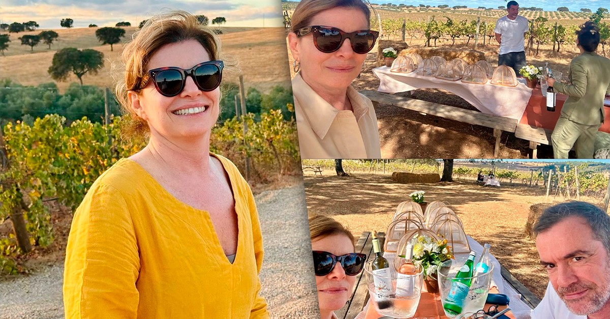 Com o marido, Debora Bloch abre álbum de fotos de férias em Portugal: 'Descanso da guerreira'