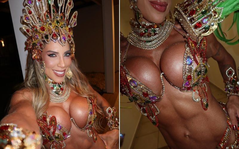 Próteses de 650 ml de Tati Minerato são destaque em sua fantasia na Vila de São José, em SP