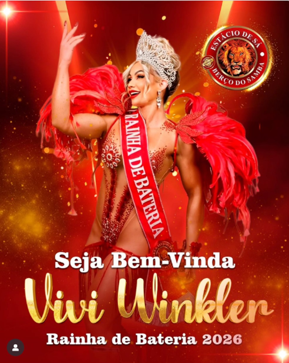 A campeã de fisiculturismo Vivi Winkler é a nova rainha de bateria