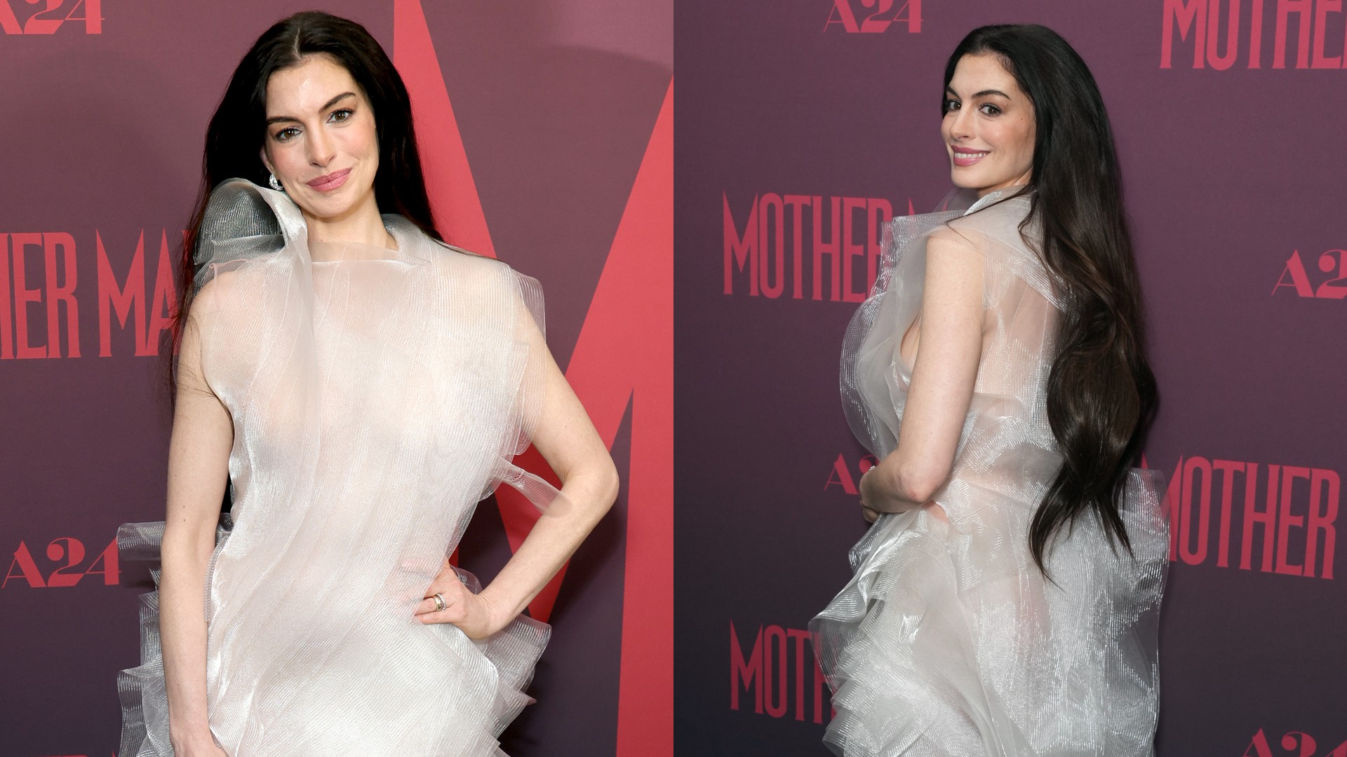 Anne Hathaway aposta em look inusitado para evento especial de 'Mother Mary'
