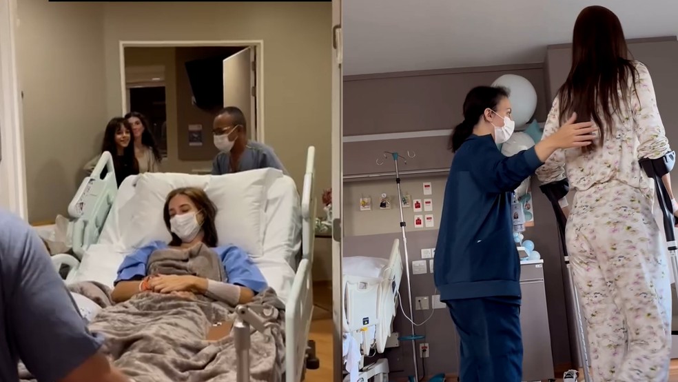 Vera Viel comemora evoluo e posta vdeo andando de muletas aps cirurgia