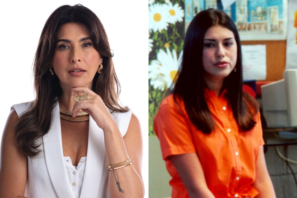 Fernanda Paes Leme em dois momentos da carreira: Valentina em Uma Babá Milionária e Patty em Sandy & Junior. — Foto: Ricardo Bufolin/Globoplay e Globo