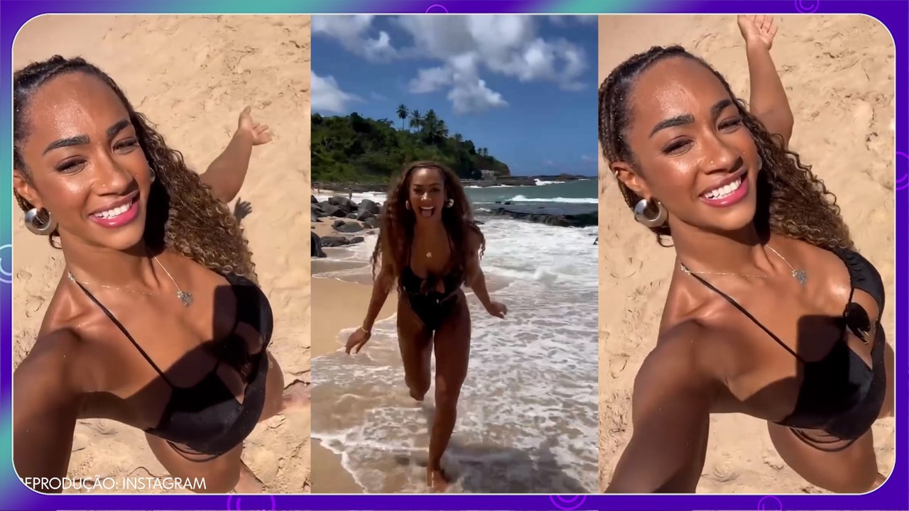 Aline, do BBB 25, curte praia em Salvador e fãs elogiam ex-sister: 'Perfeição'