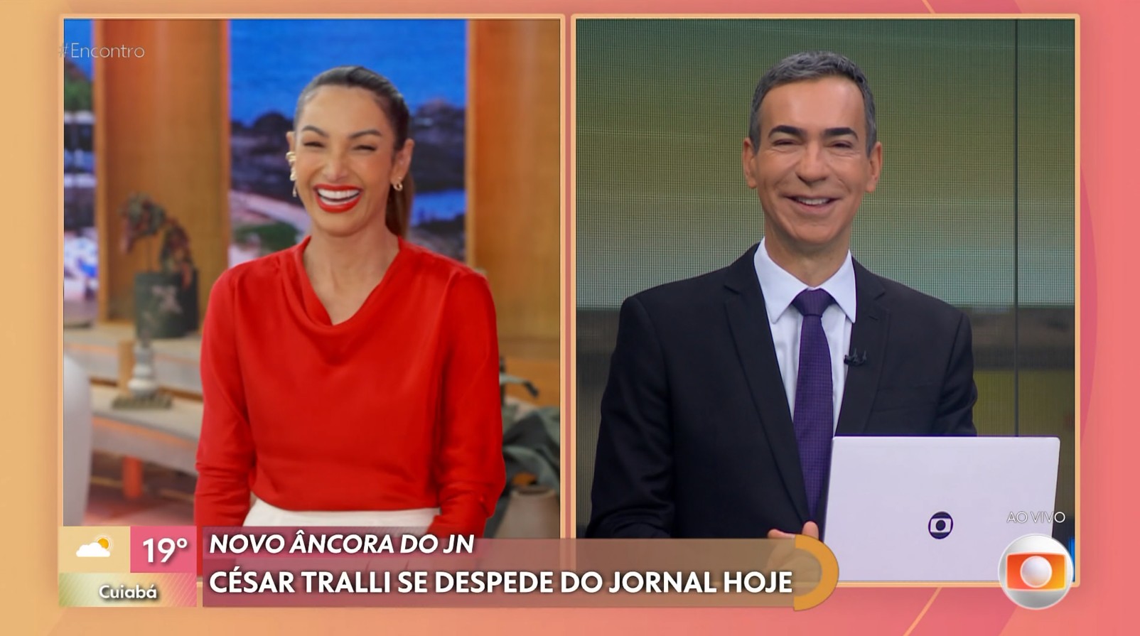 Patrícia Poeta surpreende César Tralli com presente de despedida do JH: 'Não caiu a ficha'